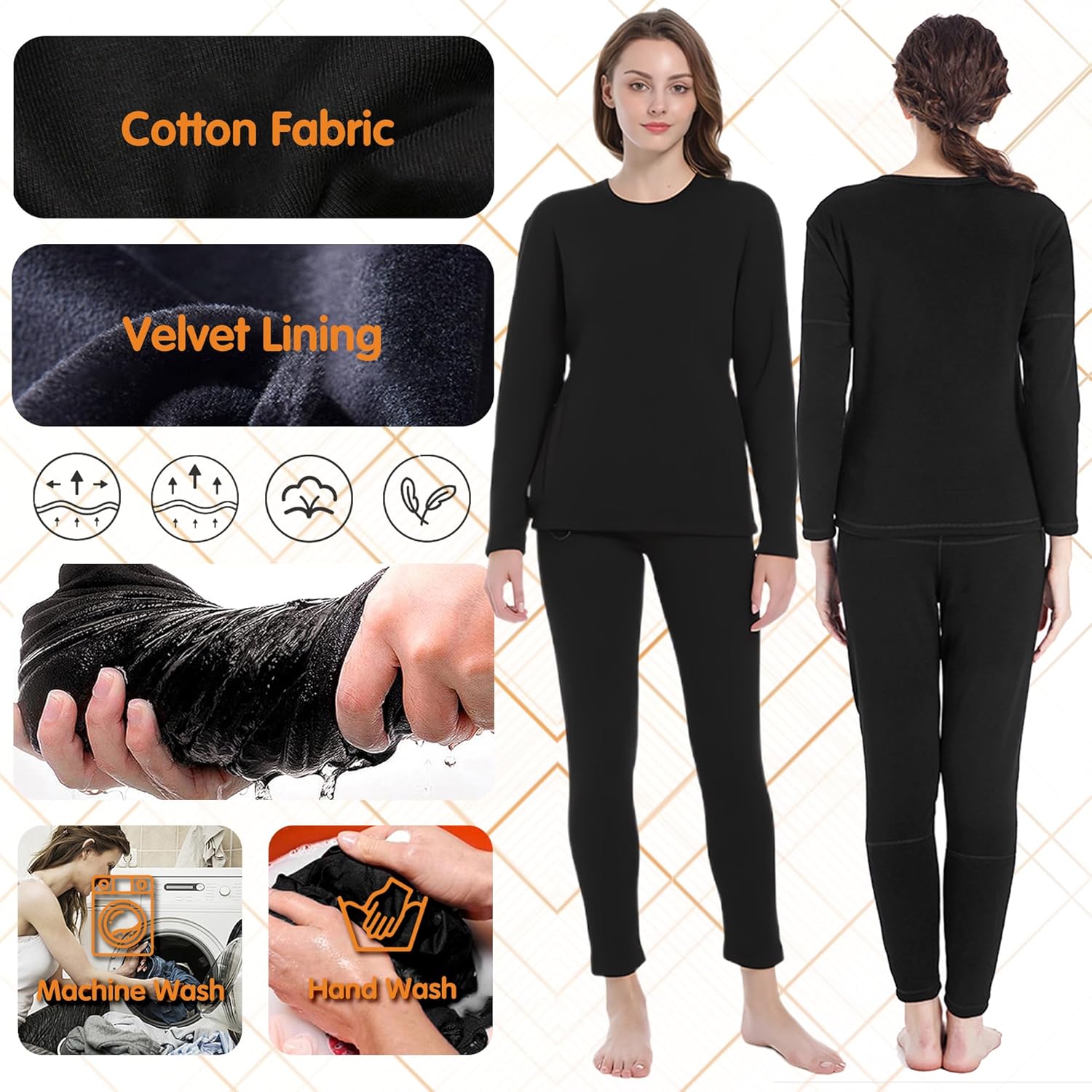 Womens Heating Thermal Set for Skiing Hunting