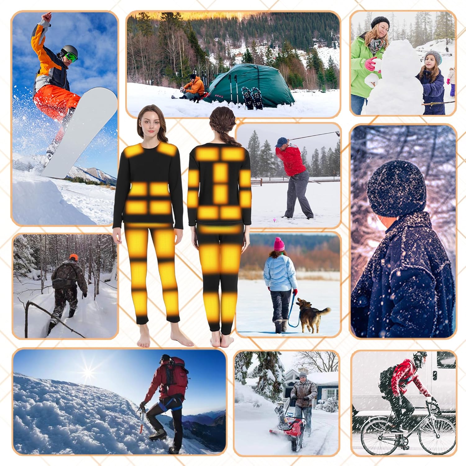 Womens Heating Thermal Set for Skiing Hunting