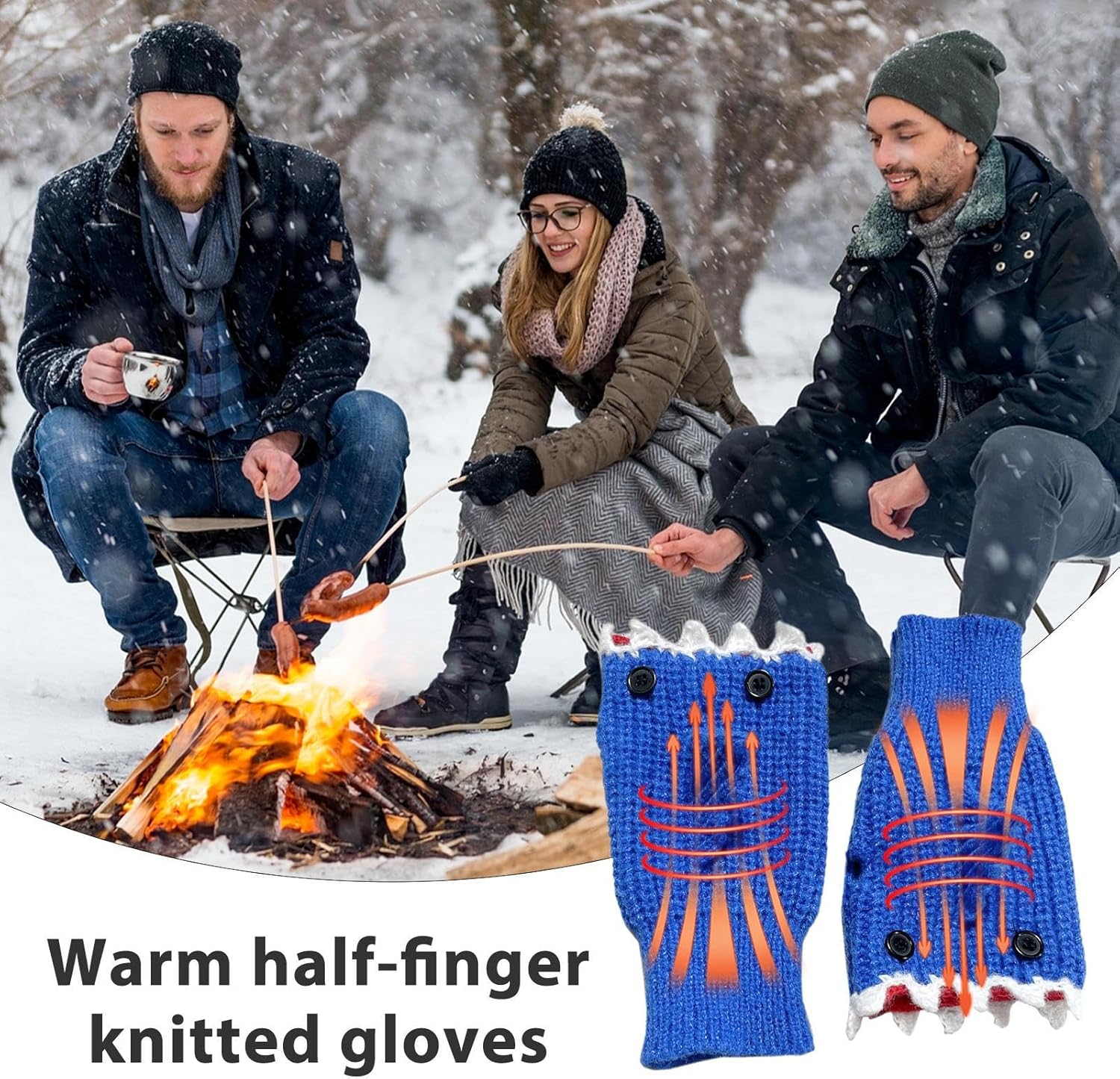 Winter Knitted Half Finger Gloves