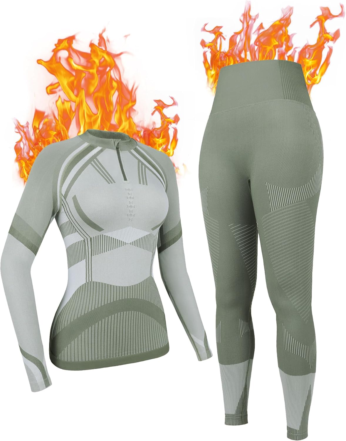 ATTRACO Thermal Underwear Sets Half Zip women - Warm Durable