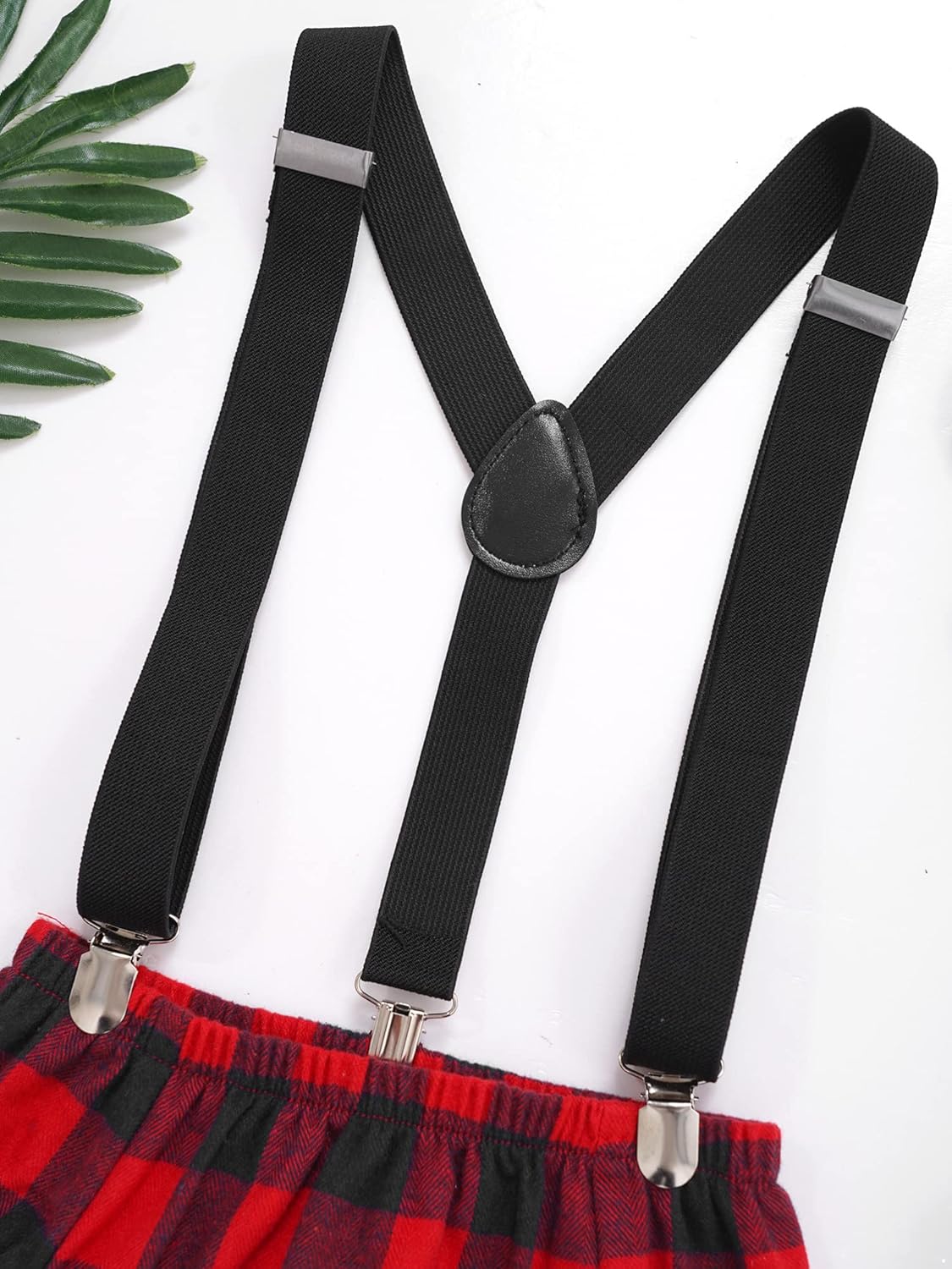 Alvivi Y-Shape Plaid Bow Tie Suspender Bloomers