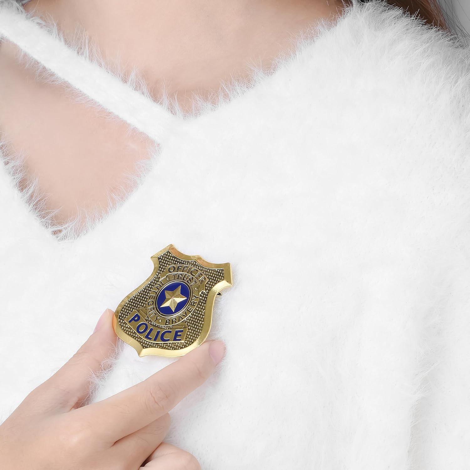 Medsor Police Badge Pin for Women Gold Plated Authentic Design