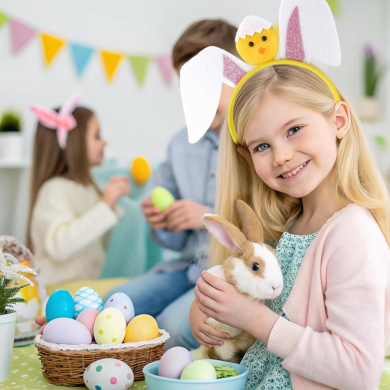 Olen Easter Bunny Ears Headband with Chick