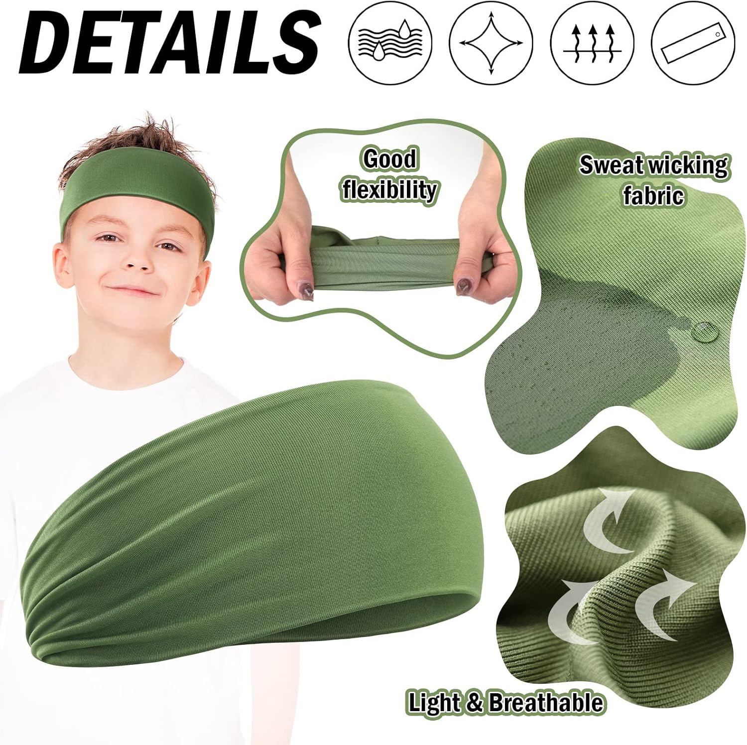 Zhanmai 8 Pack Sport Headbands for Kids