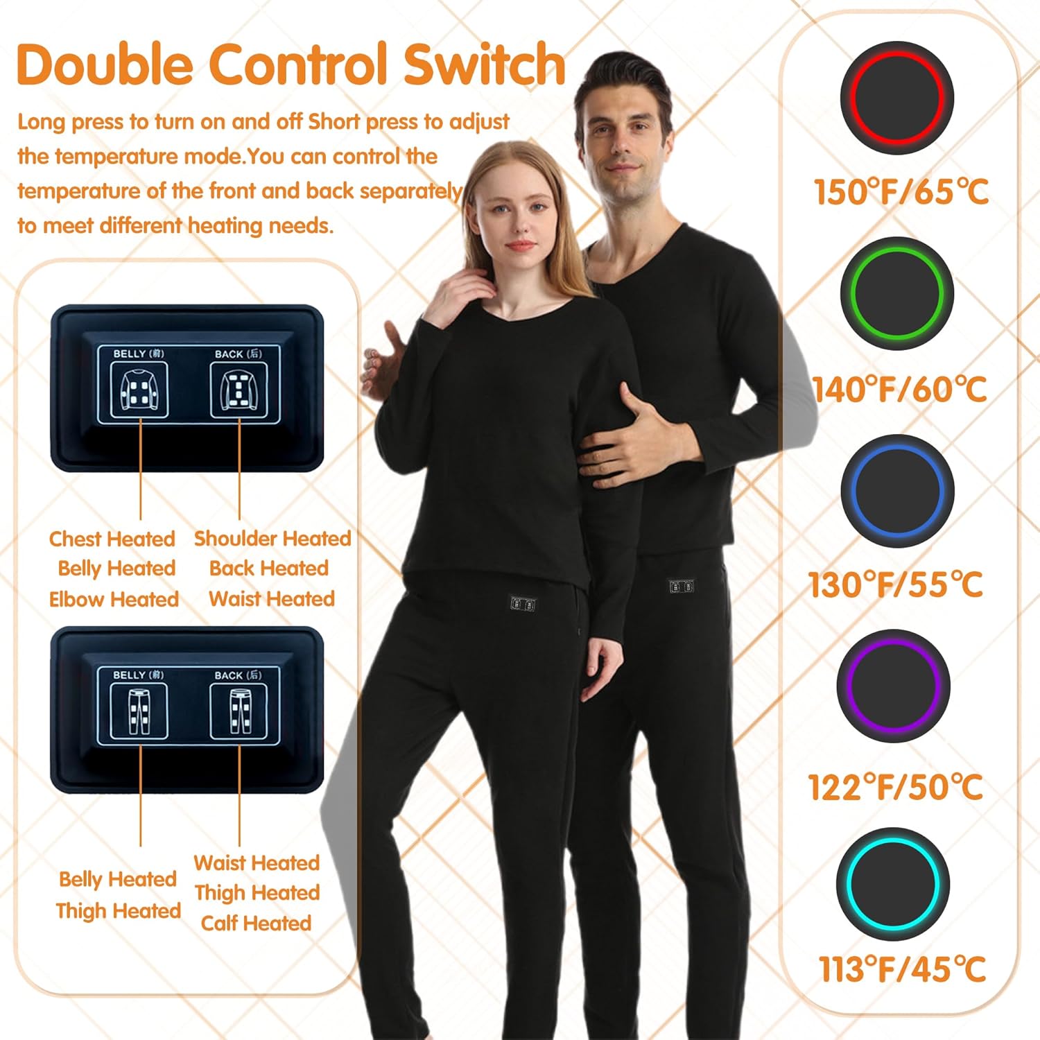YANYNGS Heated Underwear Set for Men Women