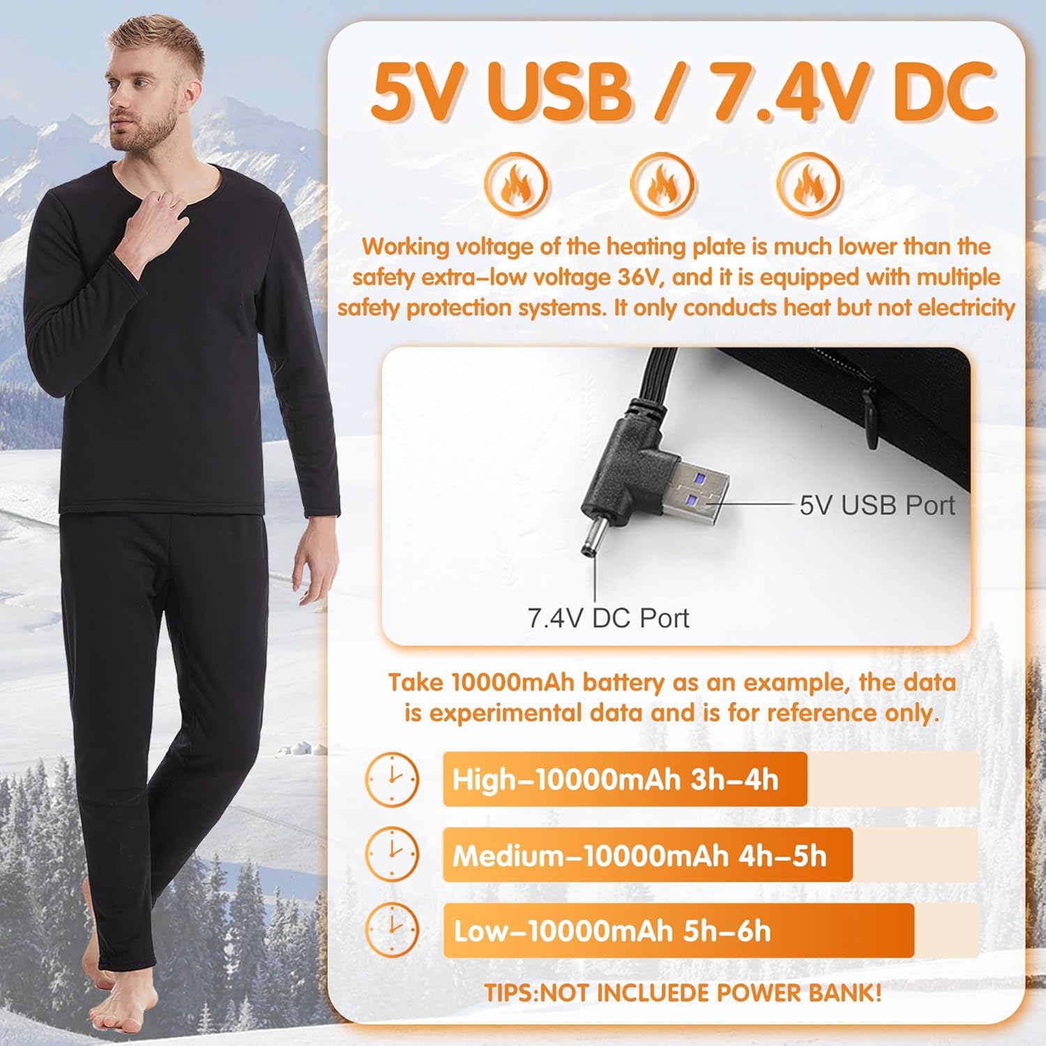 Heating Underwear Set for Winter Warmth and Outdoor Activities