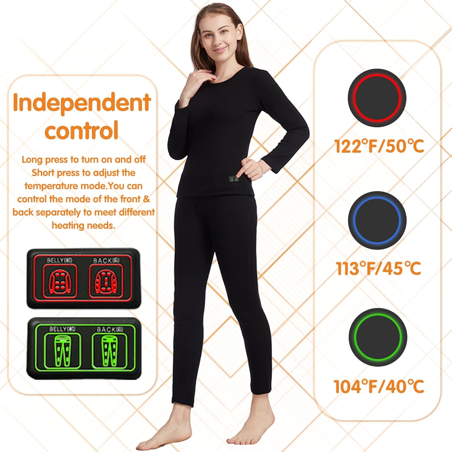 Womens Heating Thermal Set for Skiing Hunting