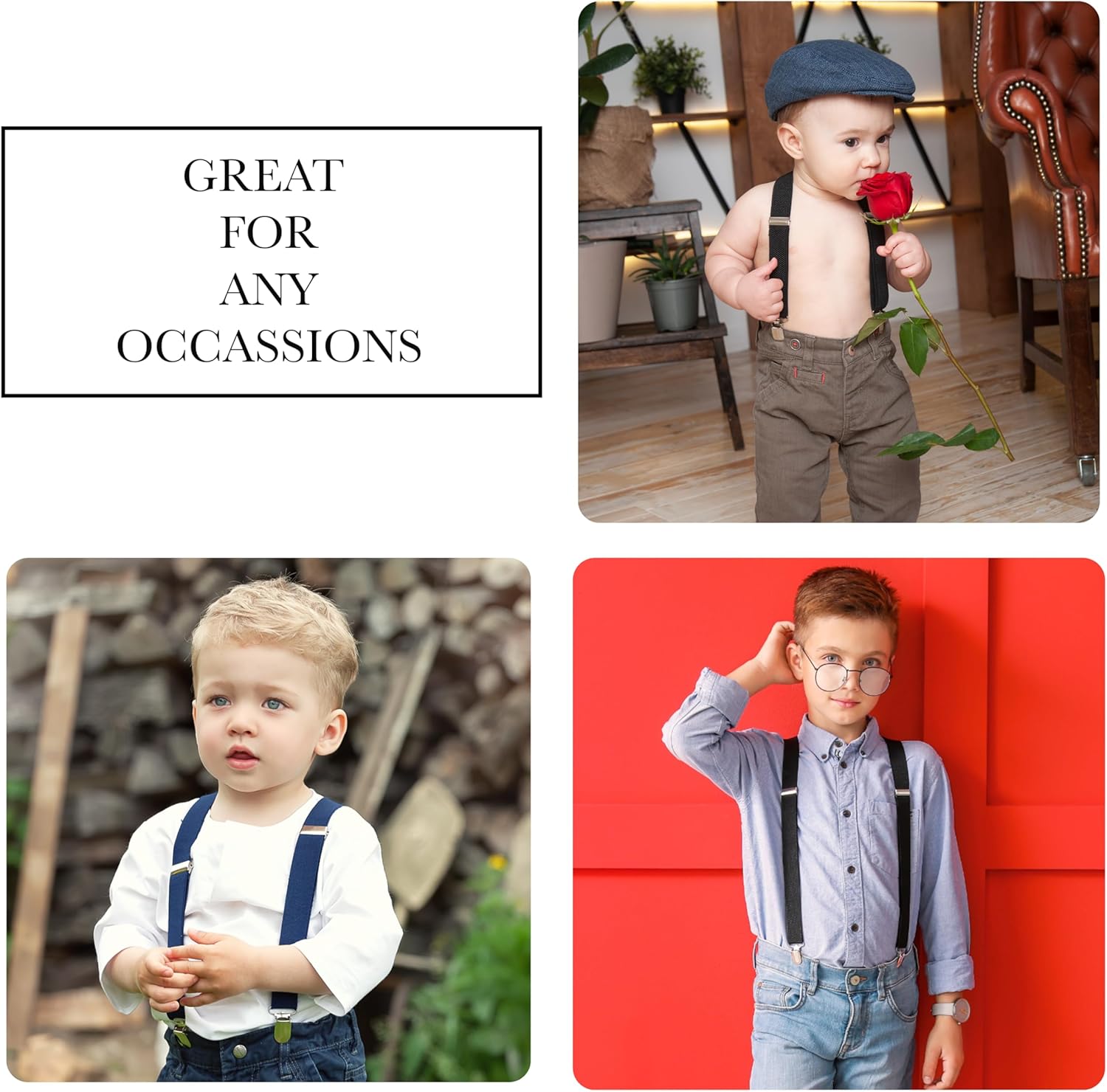 Trilece Kids Adjustable Y Back Suspenders for Boys Girls Toddlers
