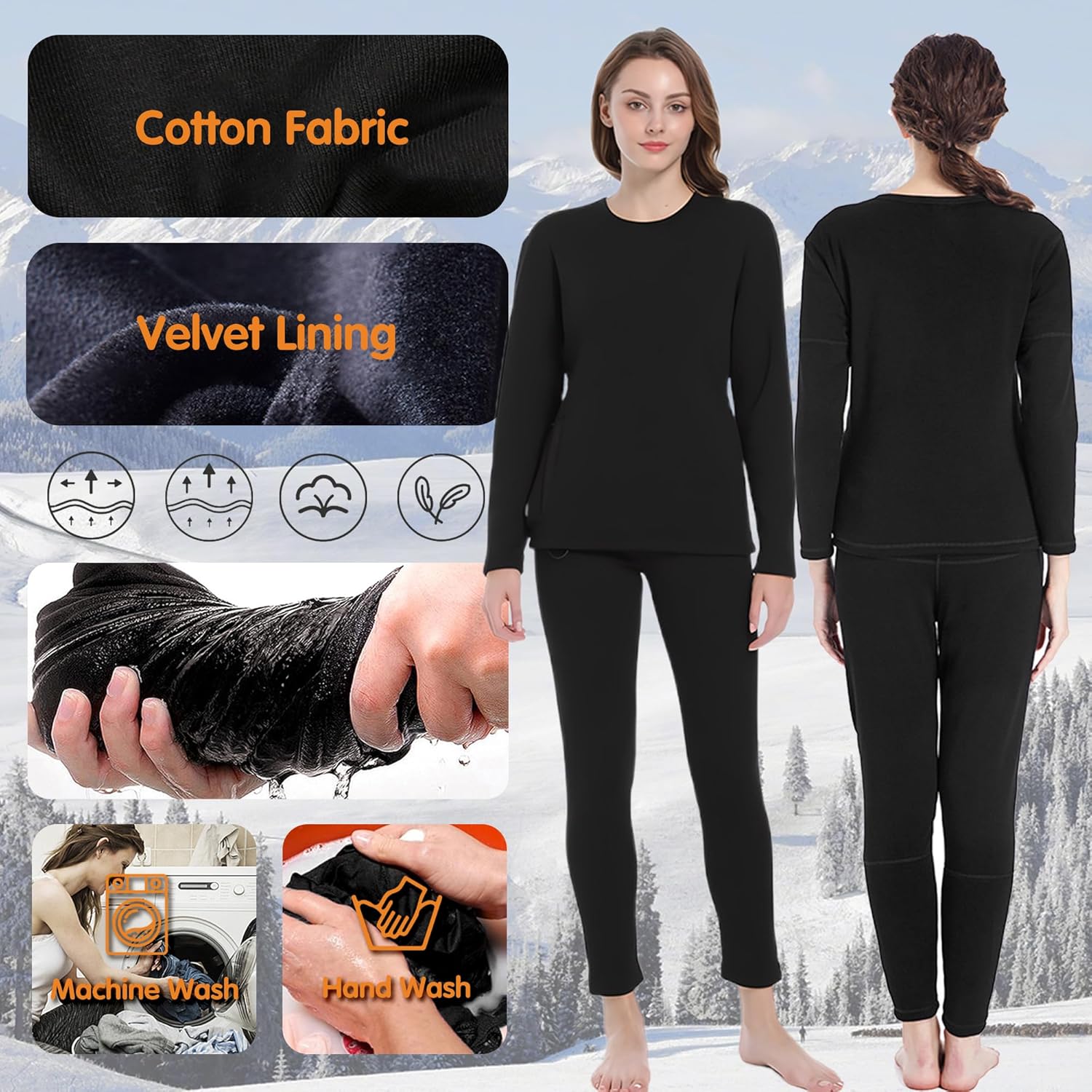 Heated Thermal Underwear Set for Women - Cold Weather Protection