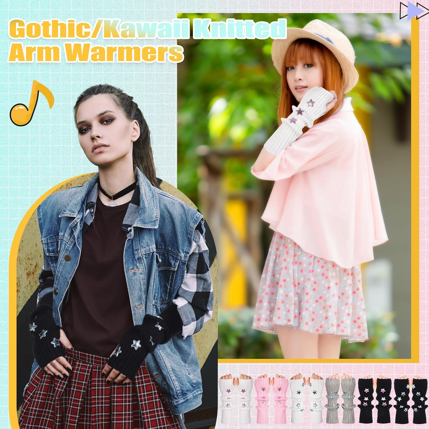 Berlune 6-Pair Cute Warmers Kawaii Y2K Japanese Style Warm Soft Stylish