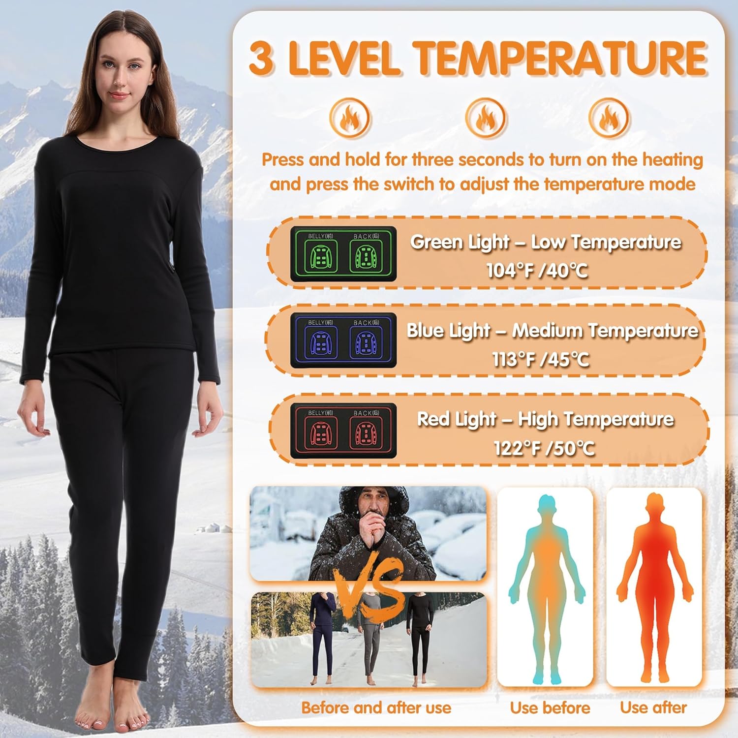 Heating Underwear Set for Women Ice-Cold Protection