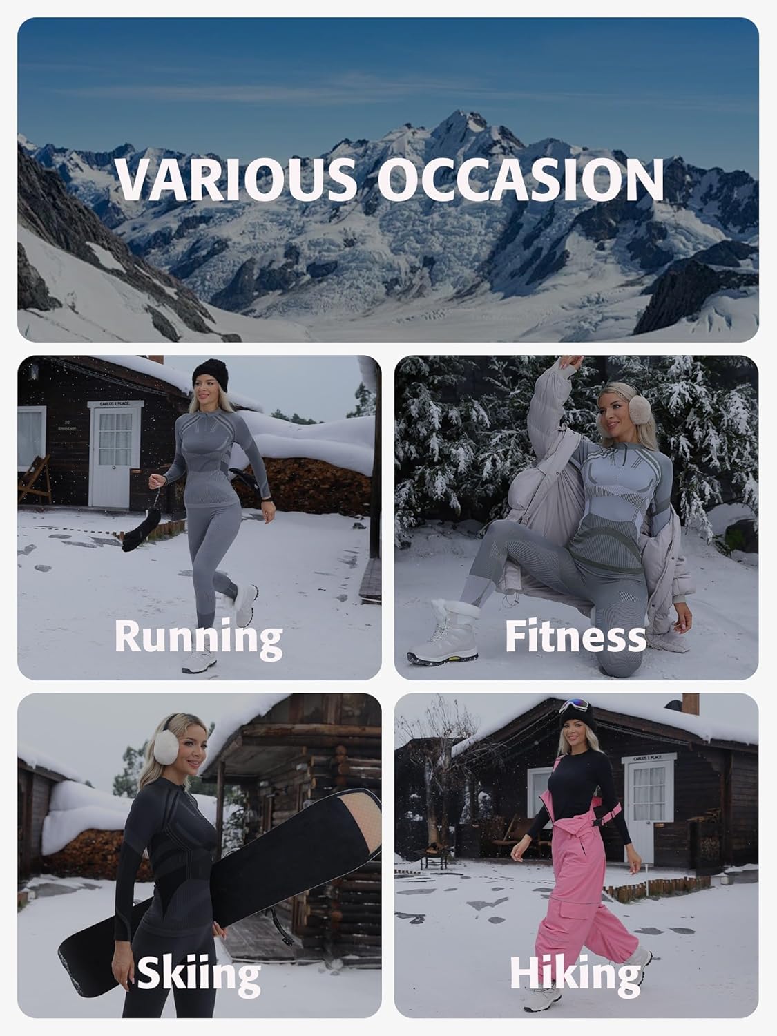 ATTRACO Thermal Underwear Sets Half Zip women - Warm Durable