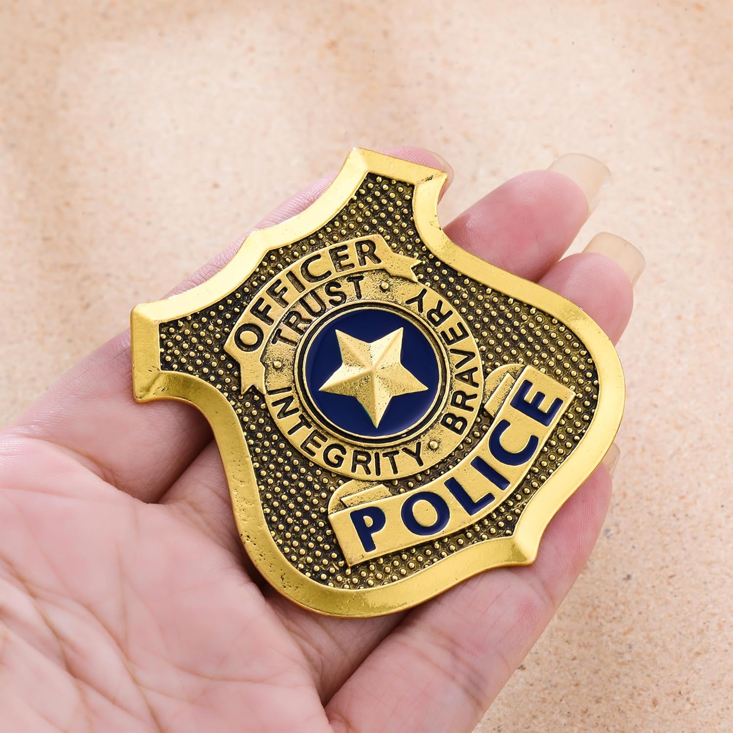 Medsor Police Badge Pin for Women Gold Plated Authentic Design