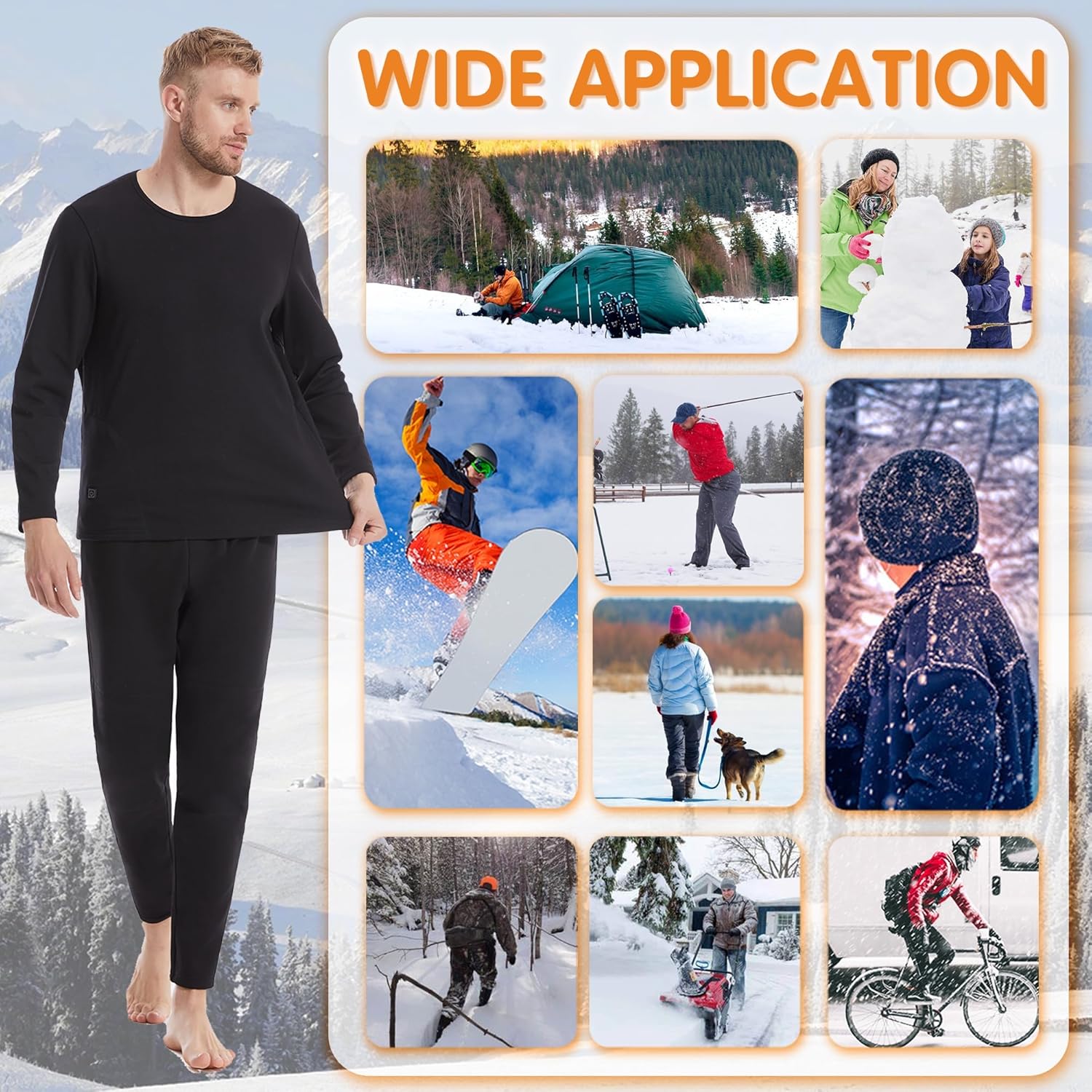 Heating Underwear Set for Winter Warmth and Outdoor Activities
