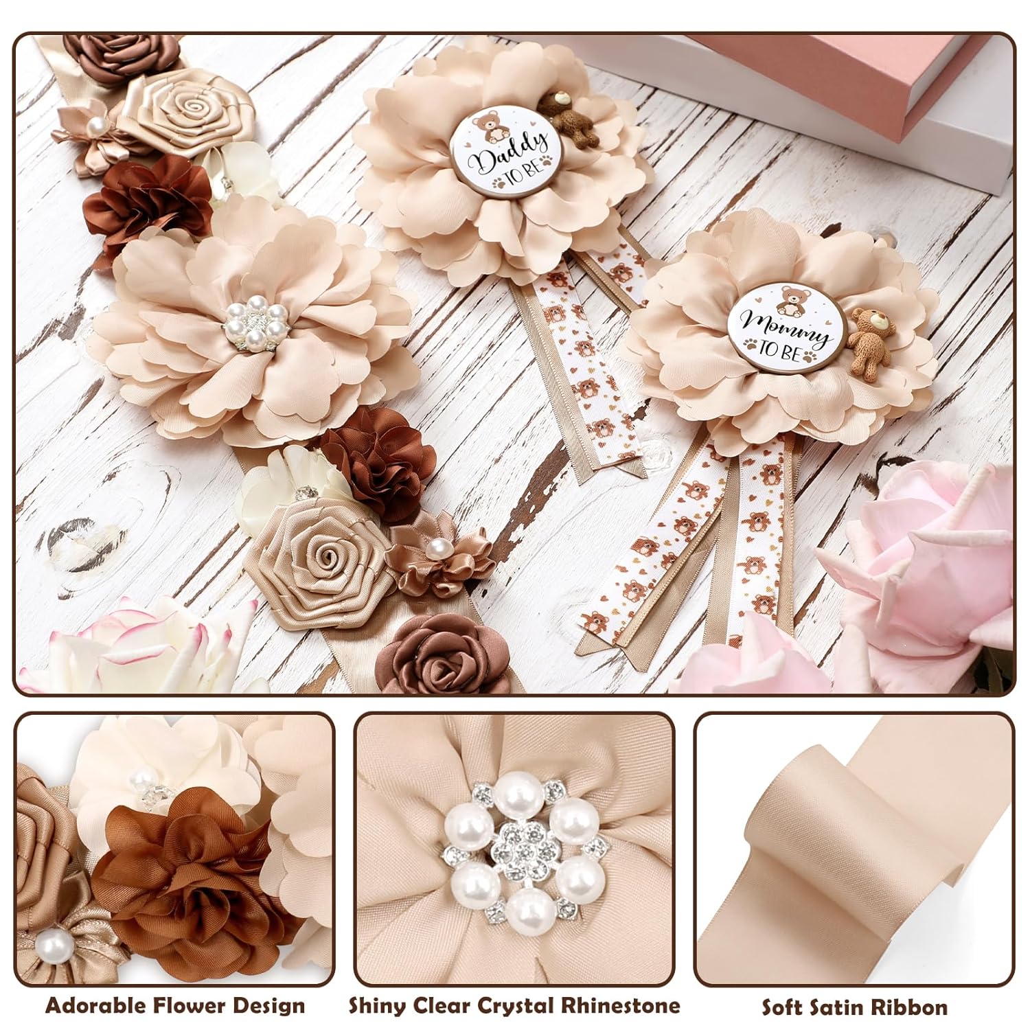 Vansolinne Teddy Bear Maternity Sash Kit