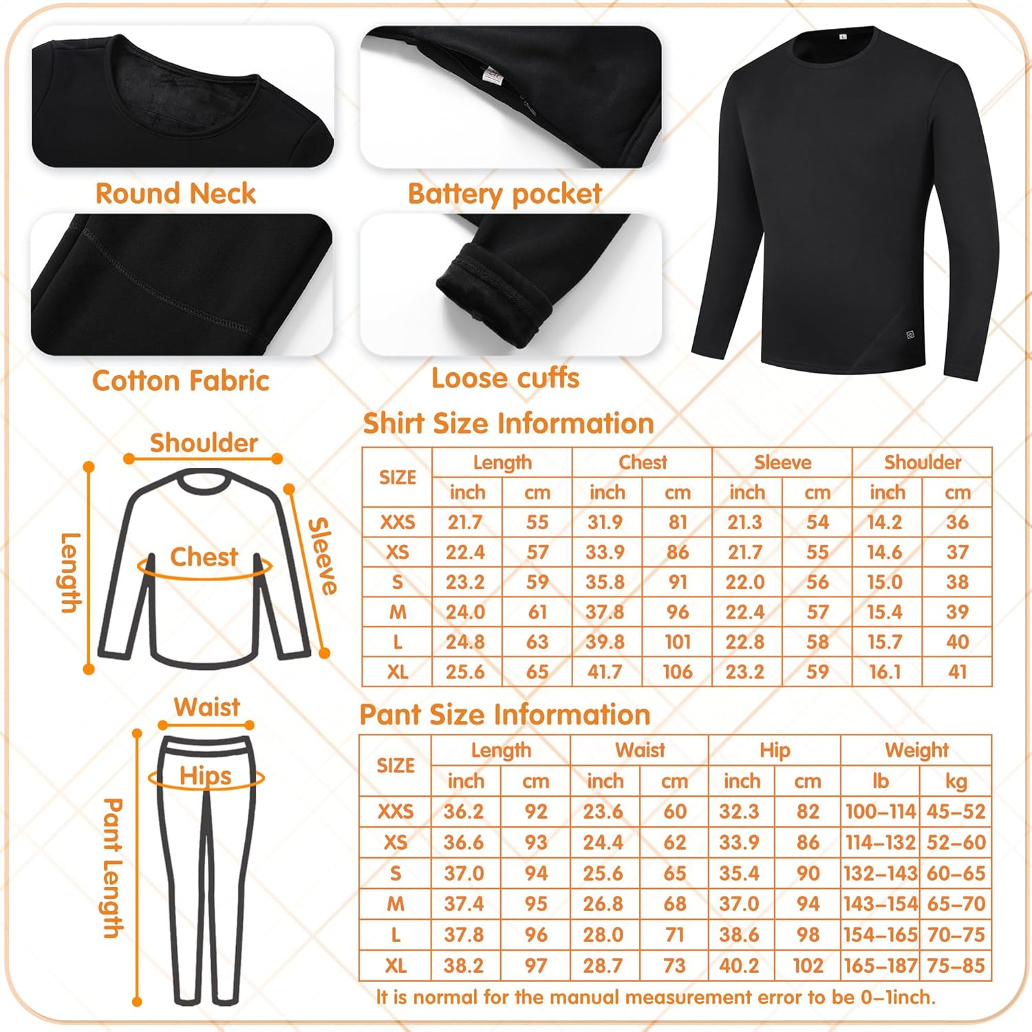 Warm Comfortable Underwear for Hunting Skiing