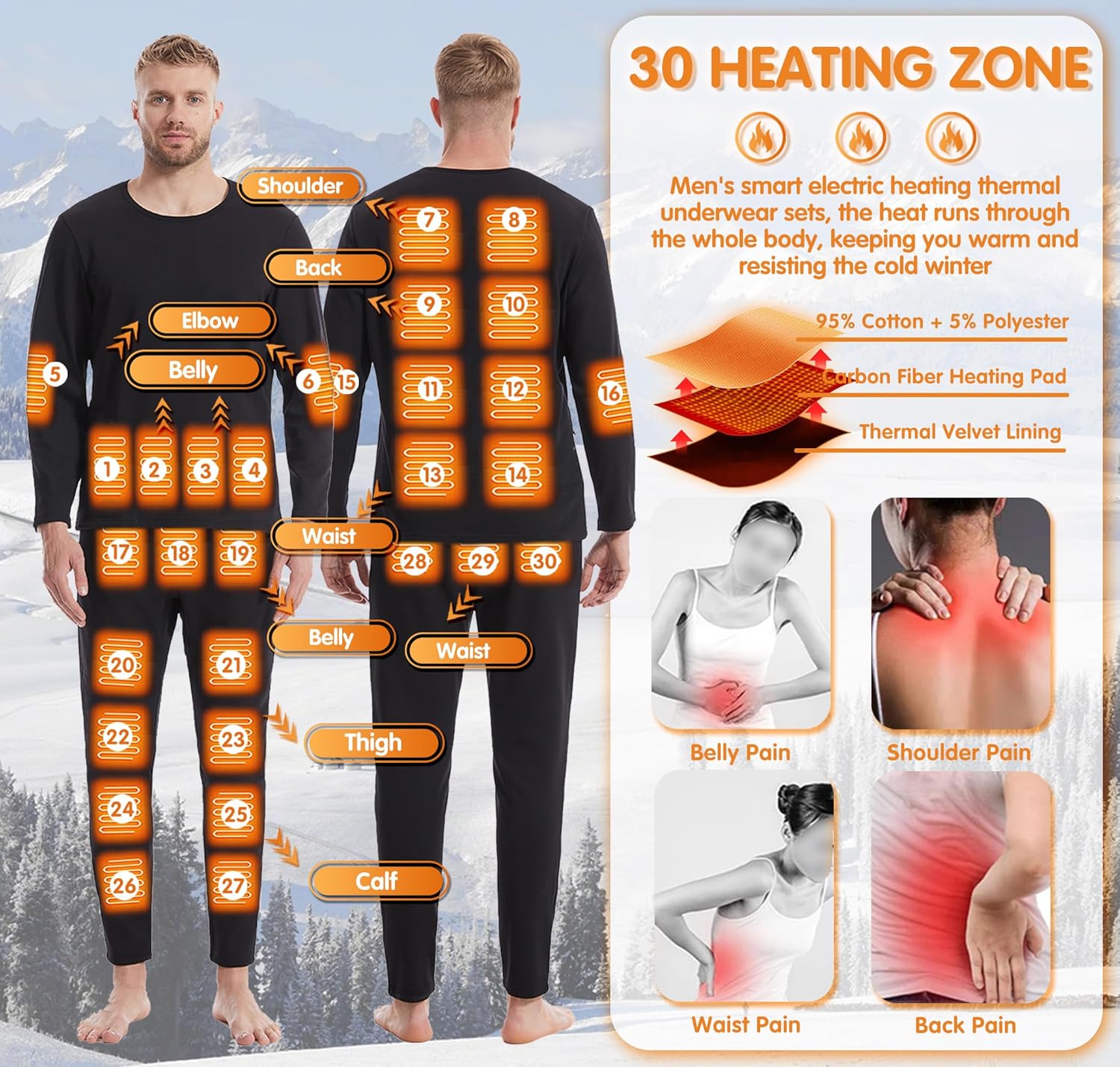 Heating Underwear Set for Winter Warmth and Outdoor Activities