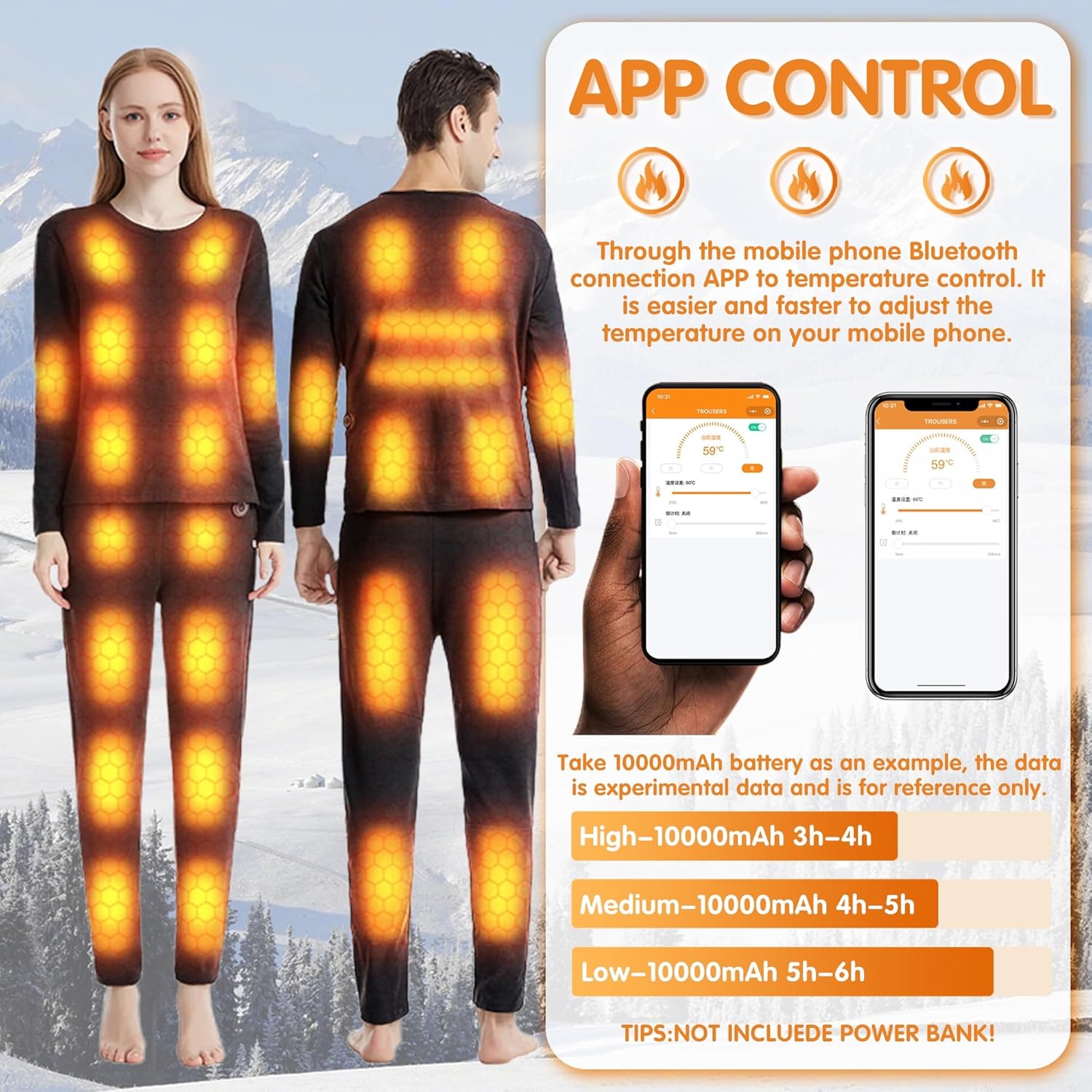 YANYNGS Heated Thermal Underwear Set