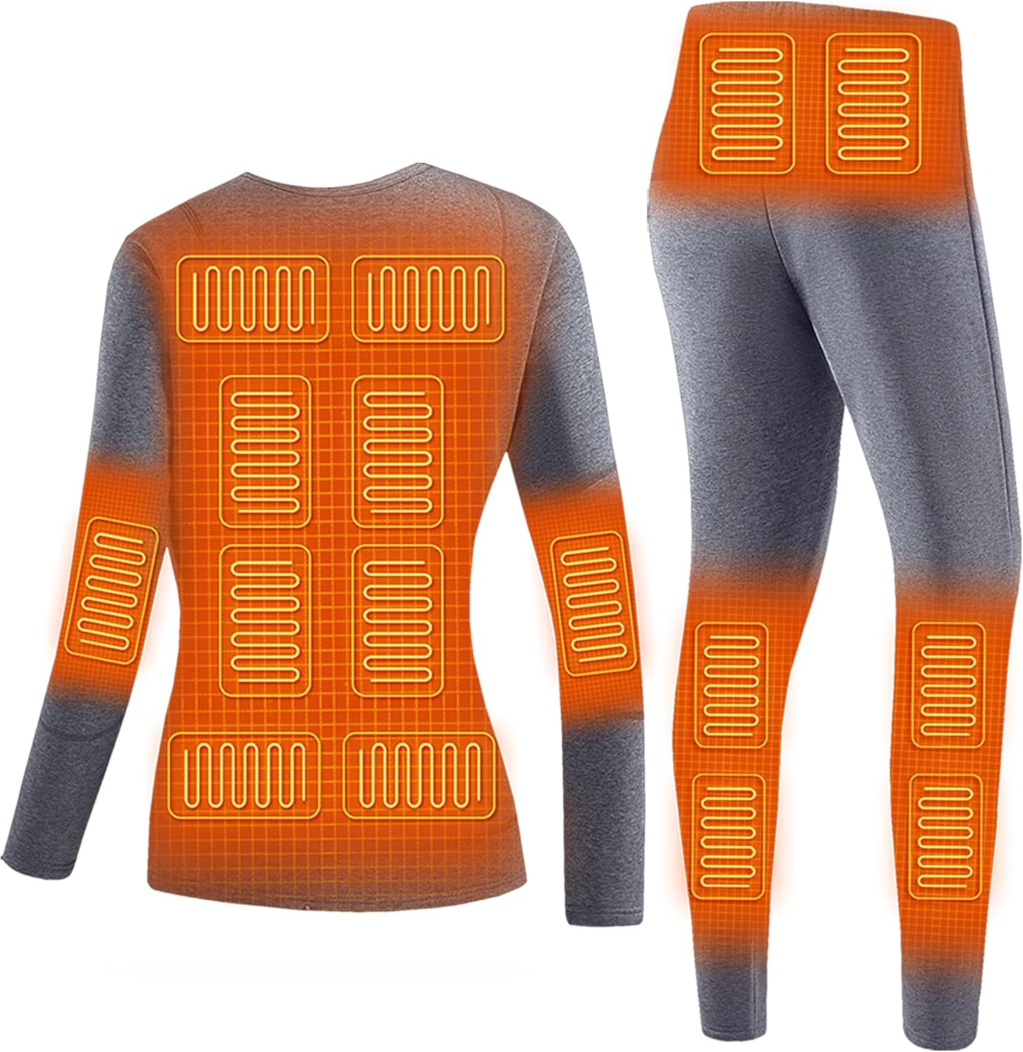 Womens Heated Underwear Set with 28 Heating Zones
