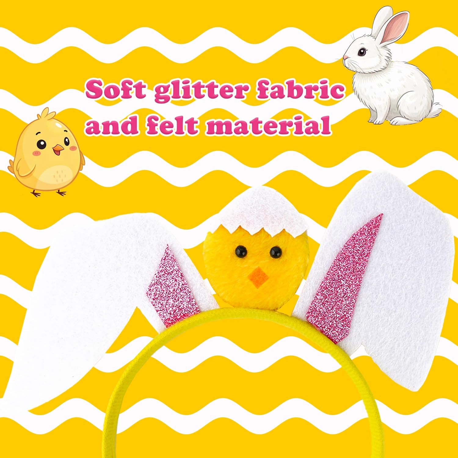 Olen Easter Bunny Ears Headband with Chick