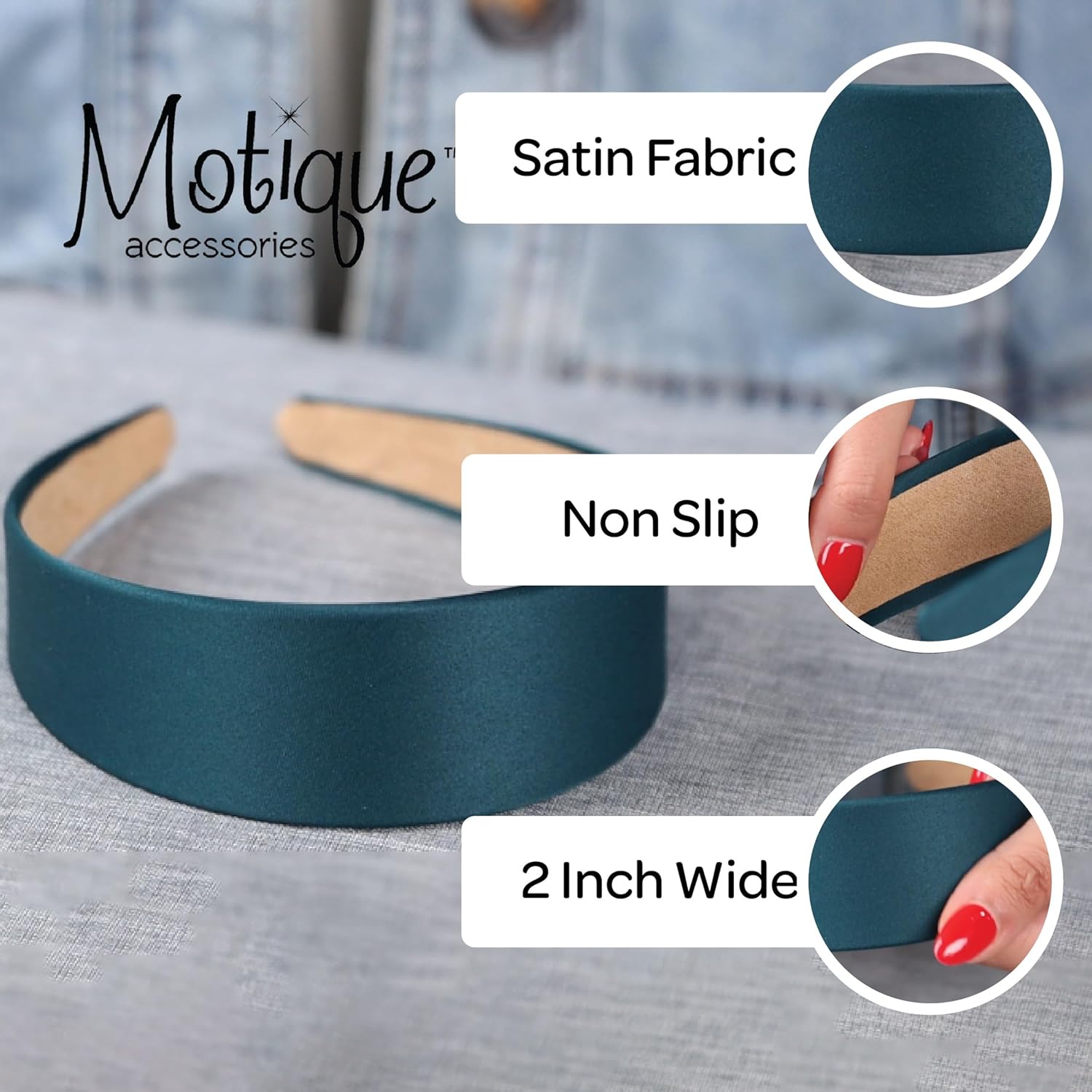 Girls 2 Inch Satin Headband Navy