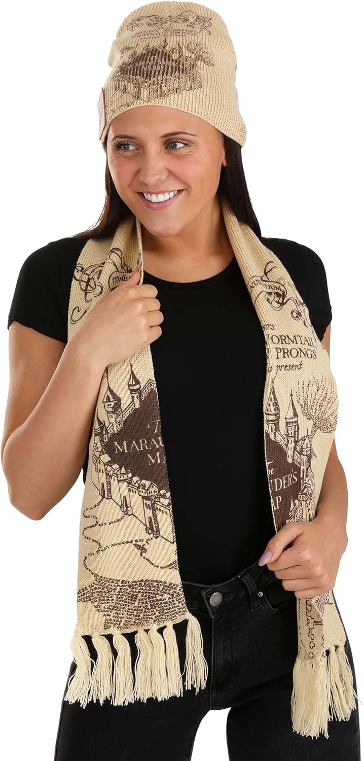 Harry Potter Marauders Map Knit Hat Scarf Set