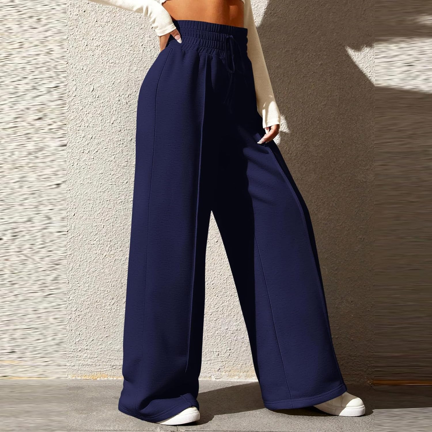 Wide Leg Sweatpants for Women Comfy Lightweight Athletic Drawstring Pants with Pockets