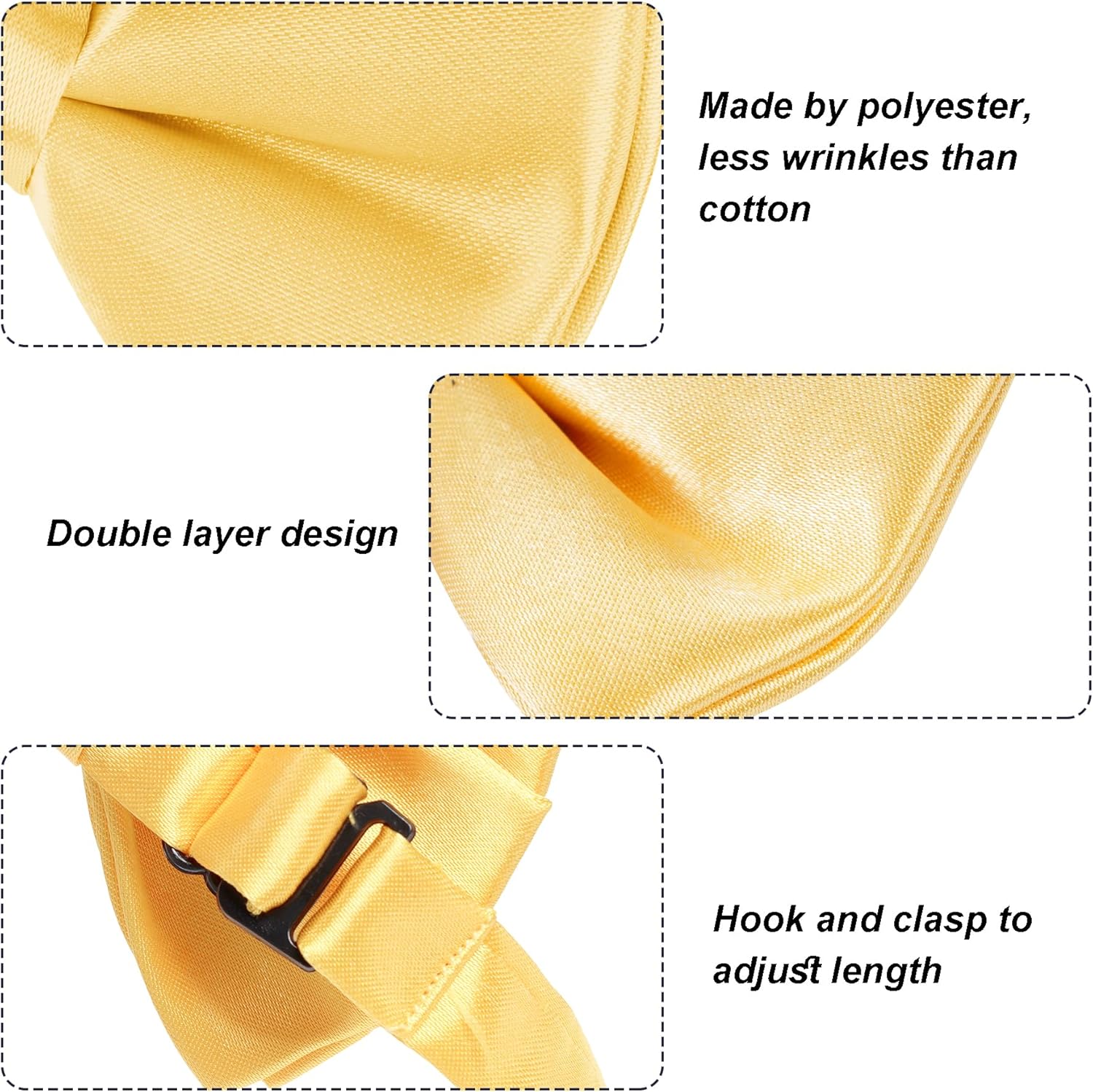 Boys Soft Adjustable Bow Tie Solid Color Satin