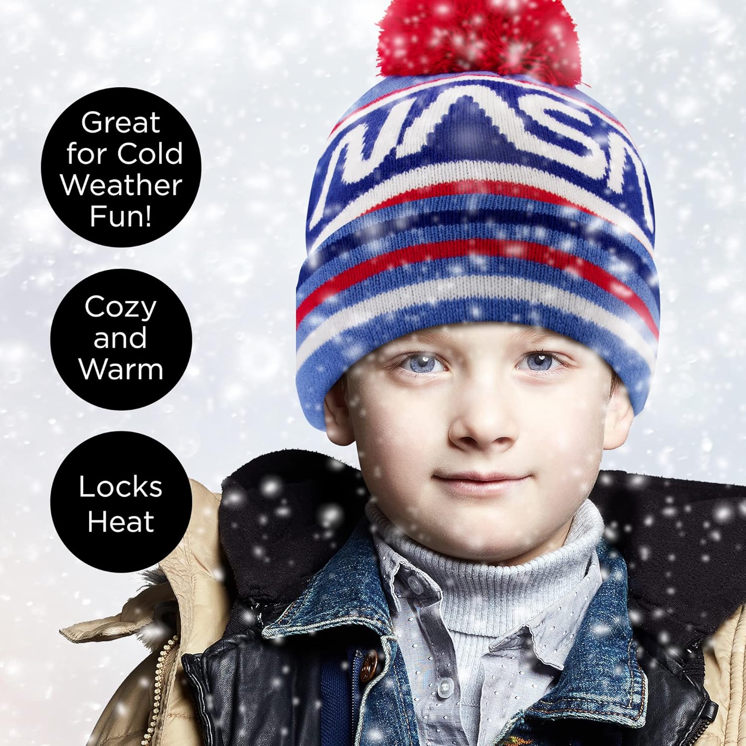 NASA Themed Winter Hat Gloves Set for Kids tas