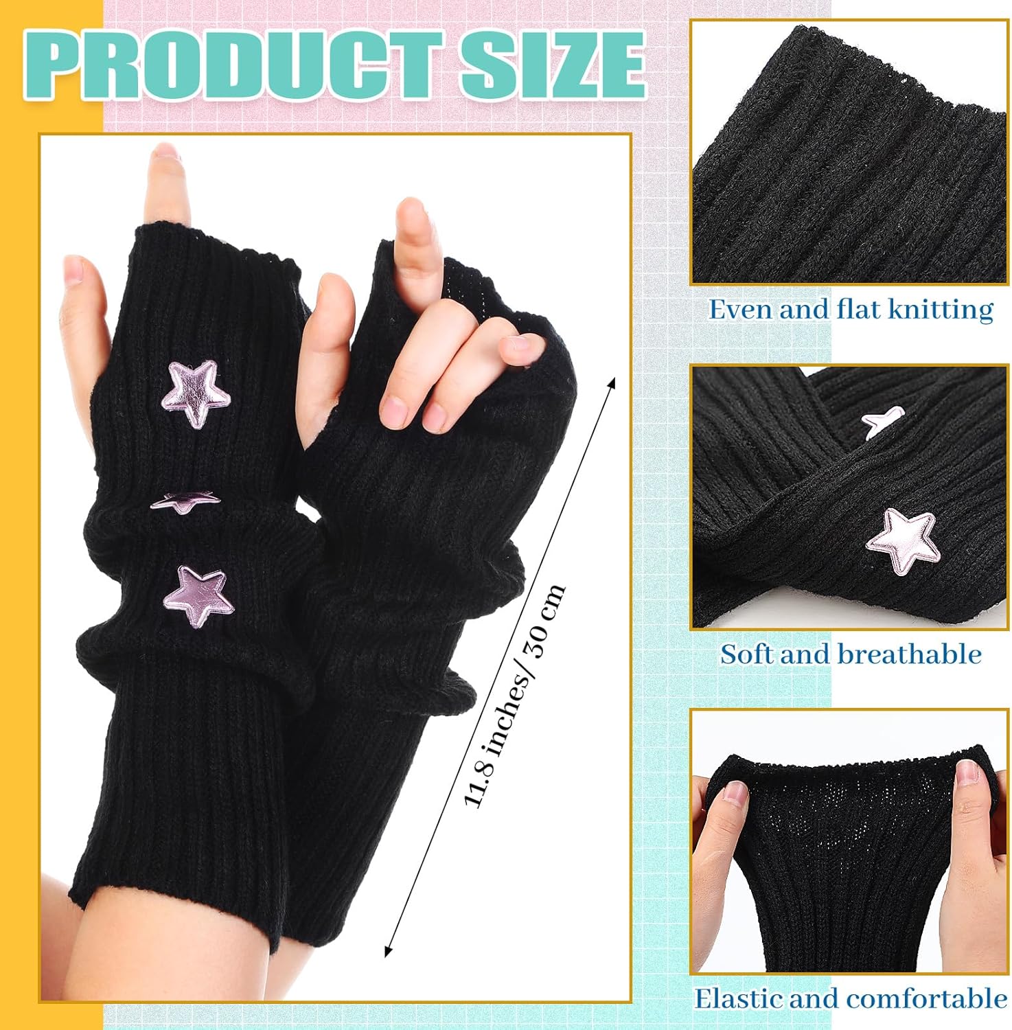 Berlune 6-Pair Cute Warmers Kawaii Y2K Japanese Style Warm Soft Stylish