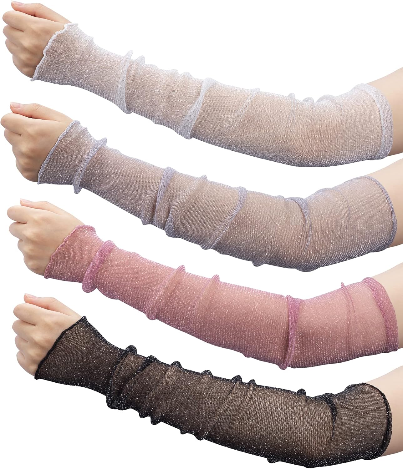 OIIKI 4-Pair Womens Mesh UV-Protect Gloves