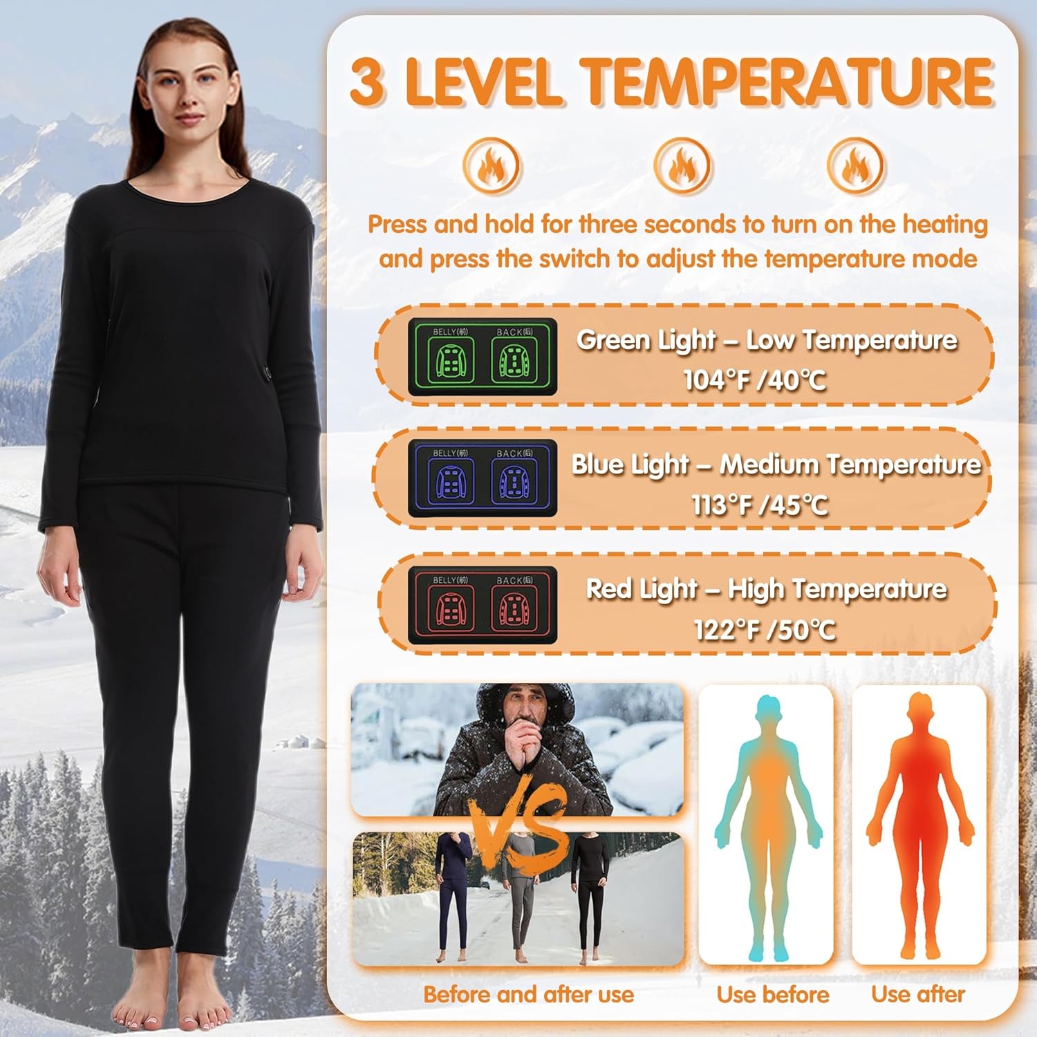 Thermal Heated Dress Womens Electric Heating Fleece Liner for Cold Weather