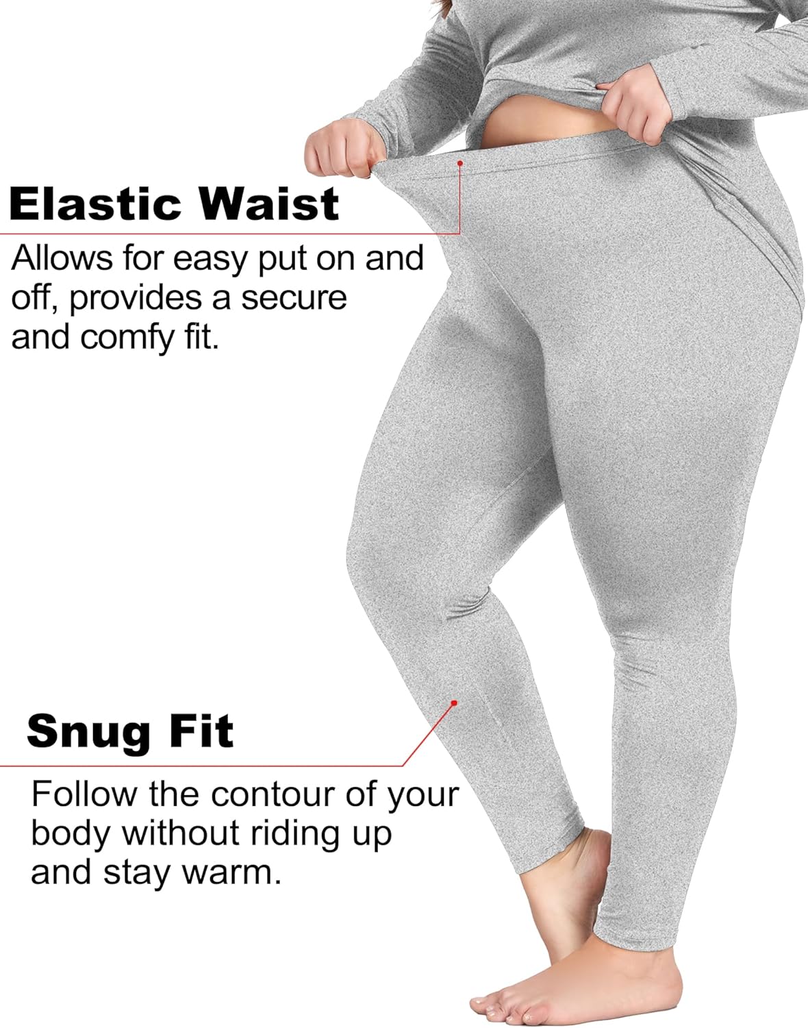 COOTRY Plus Size Thermal Underwear Set for Women