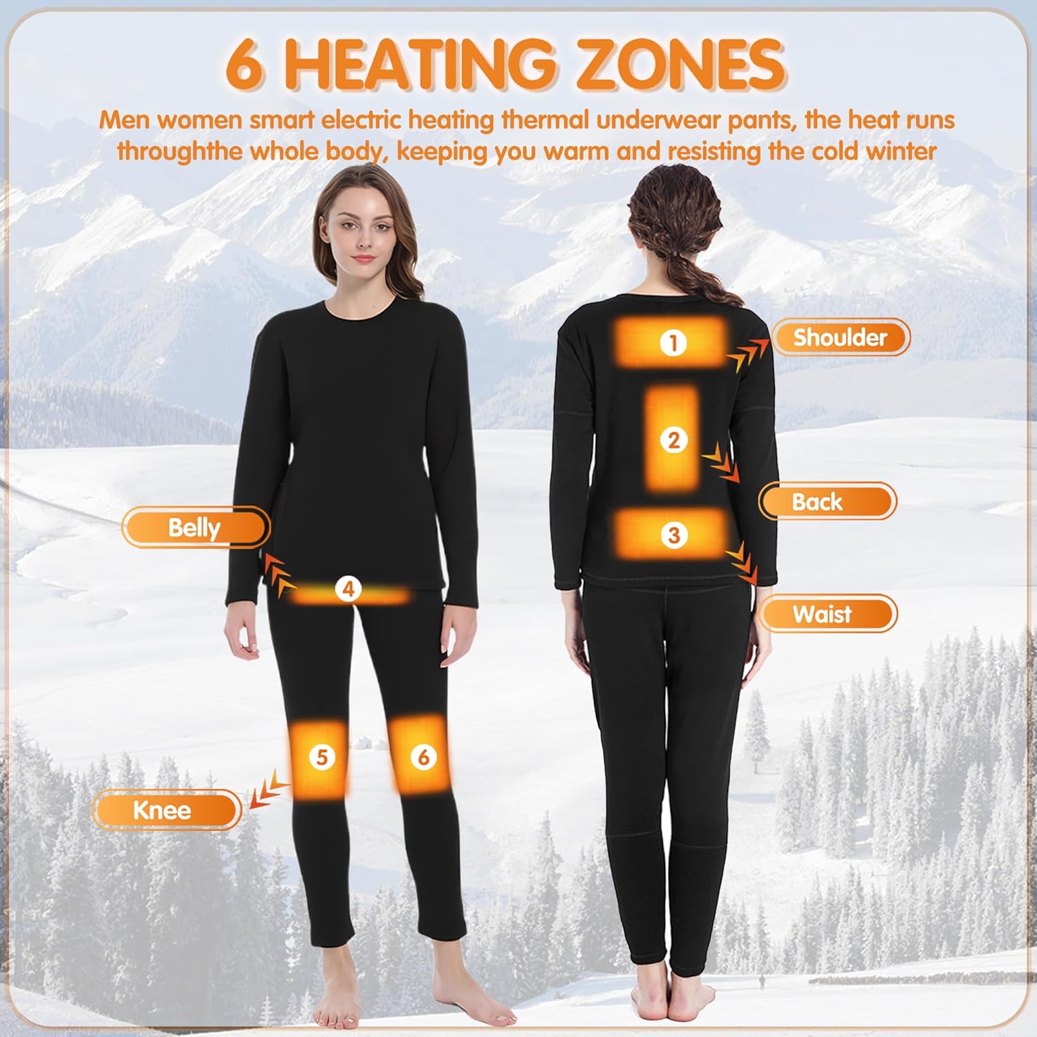 Womens Heated Underwear Set for Winter Warmth