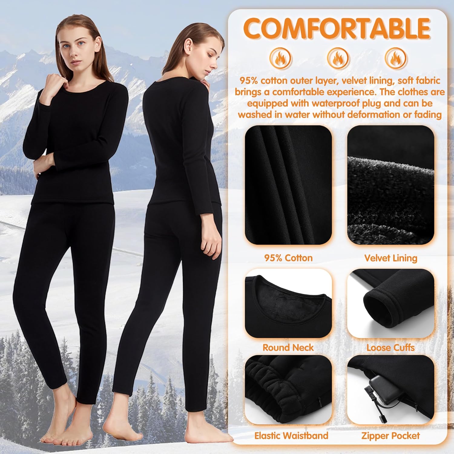 Heating Underwear Set for Women Ice-Cold Protection