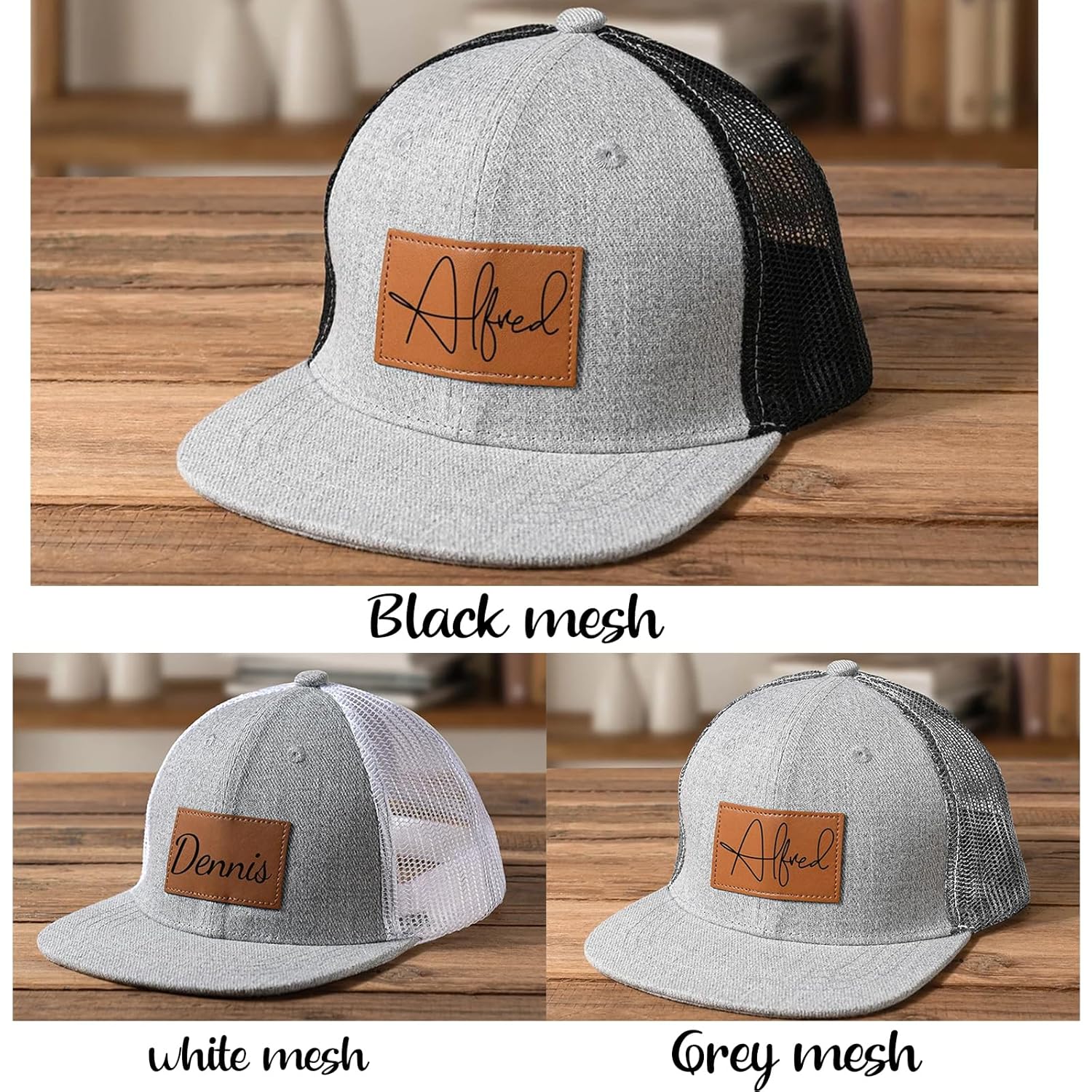 Handmade Custom Toddler Leather Patch Hats - Personalized Dad And Me Accessories