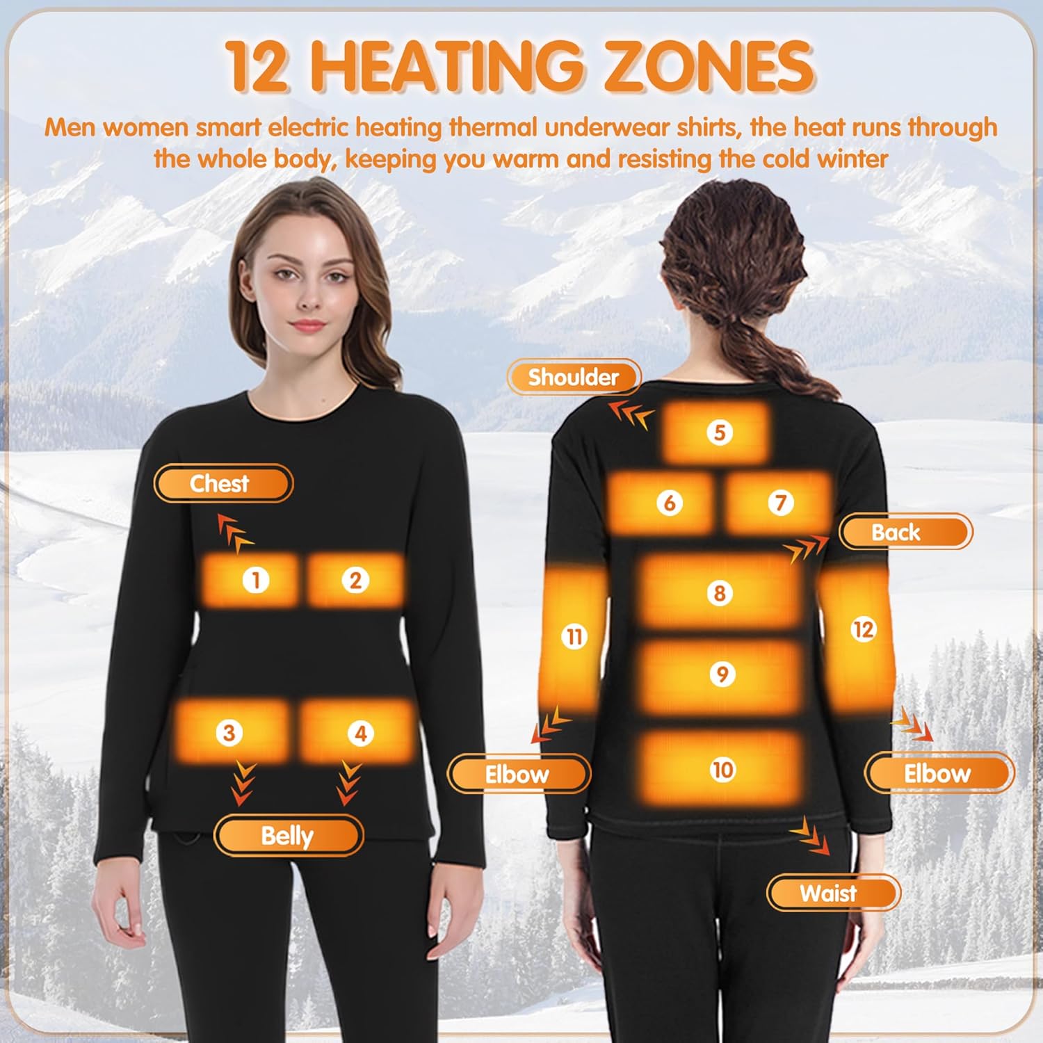 Womens Heated Thermal Shirt - Stay Warm
