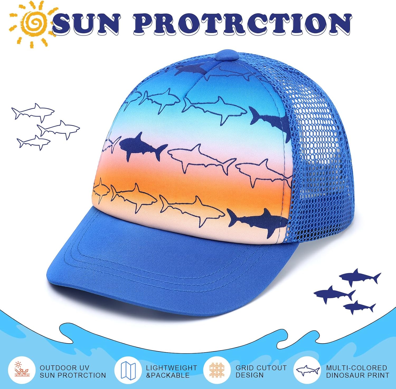 Stylish Dino-Print Toddler Baseball Cap