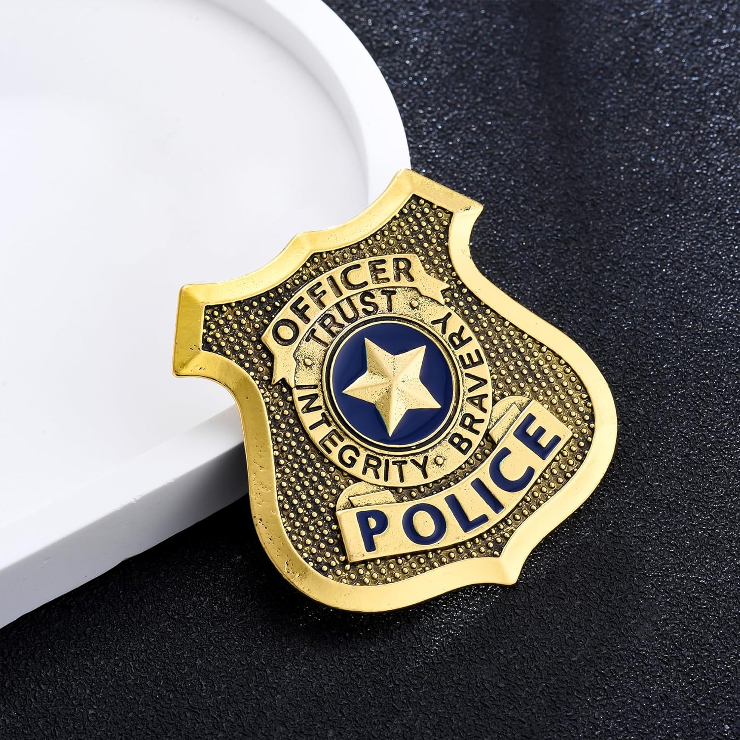 Medsor Police Badge Pin for Women Gold Plated Authentic Design