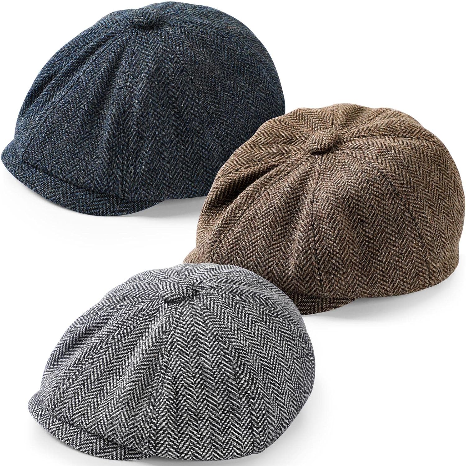 Classic Boys Herringbone Pattern Newsboy Hats