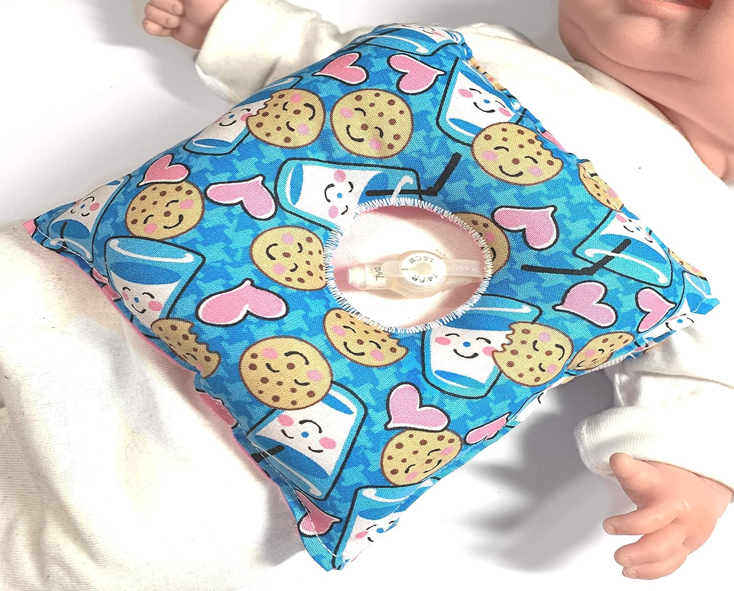 Milk and Cookies G-tube Pillow Belt for Infant Tummy Time