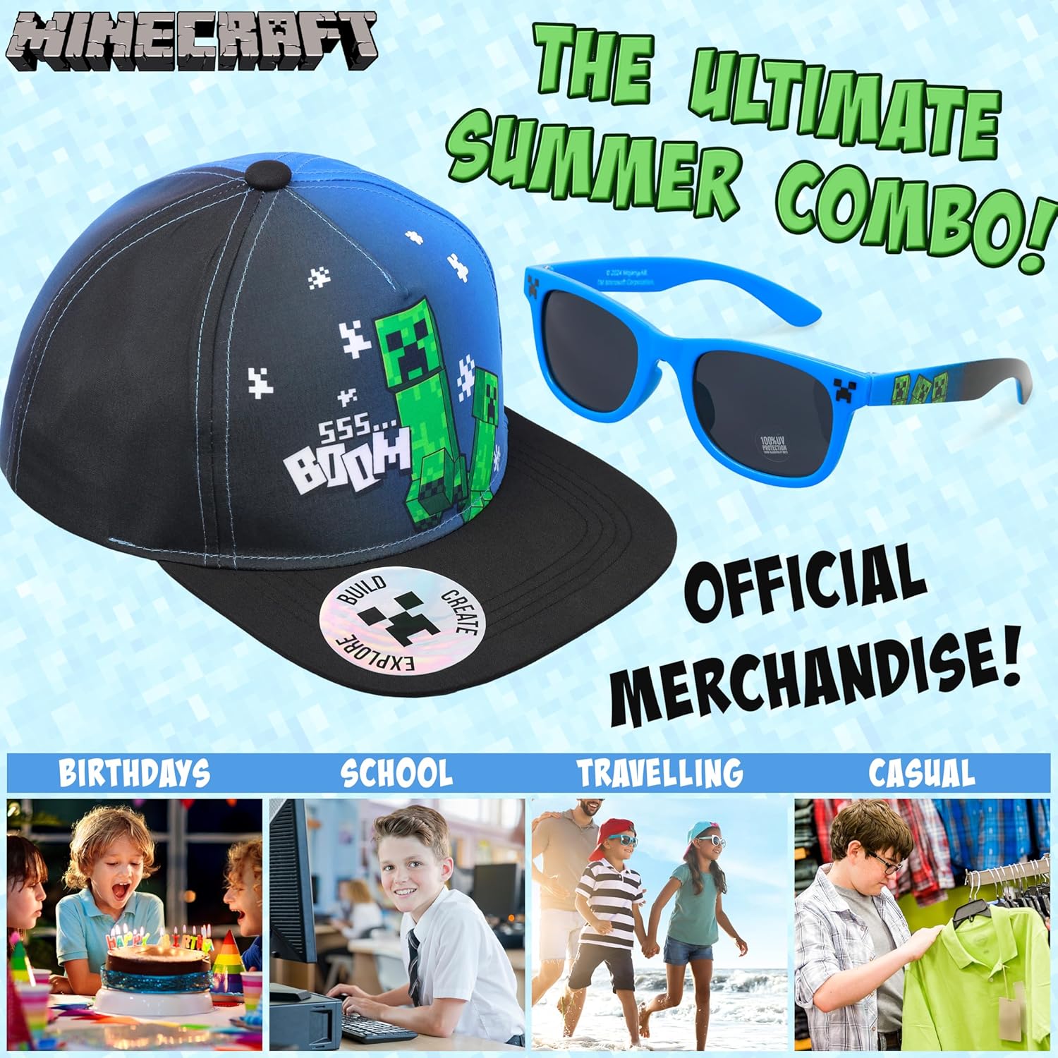 Minecraft Boys Hat and Sunglasses Set