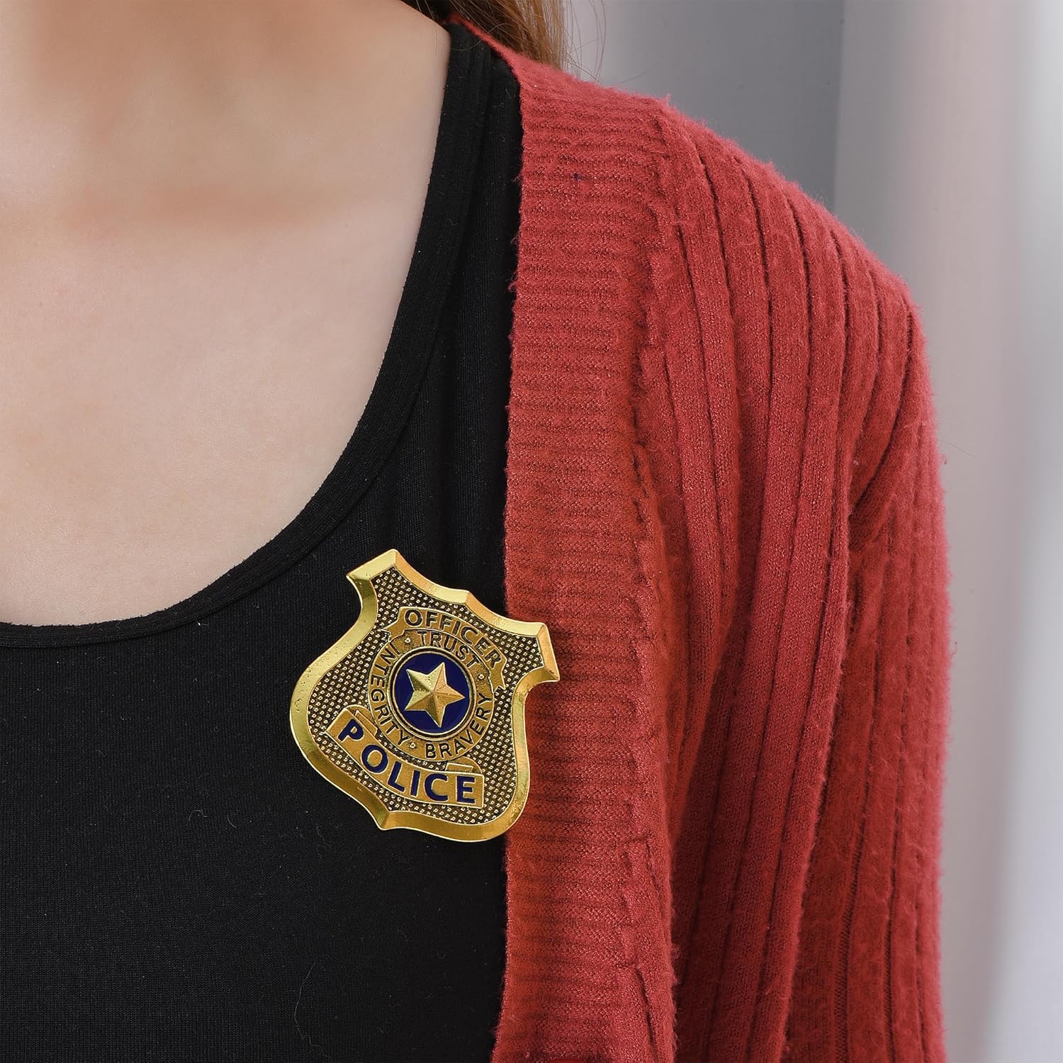 Medsor Police Badge Pin for Women Gold Plated Authentic Design