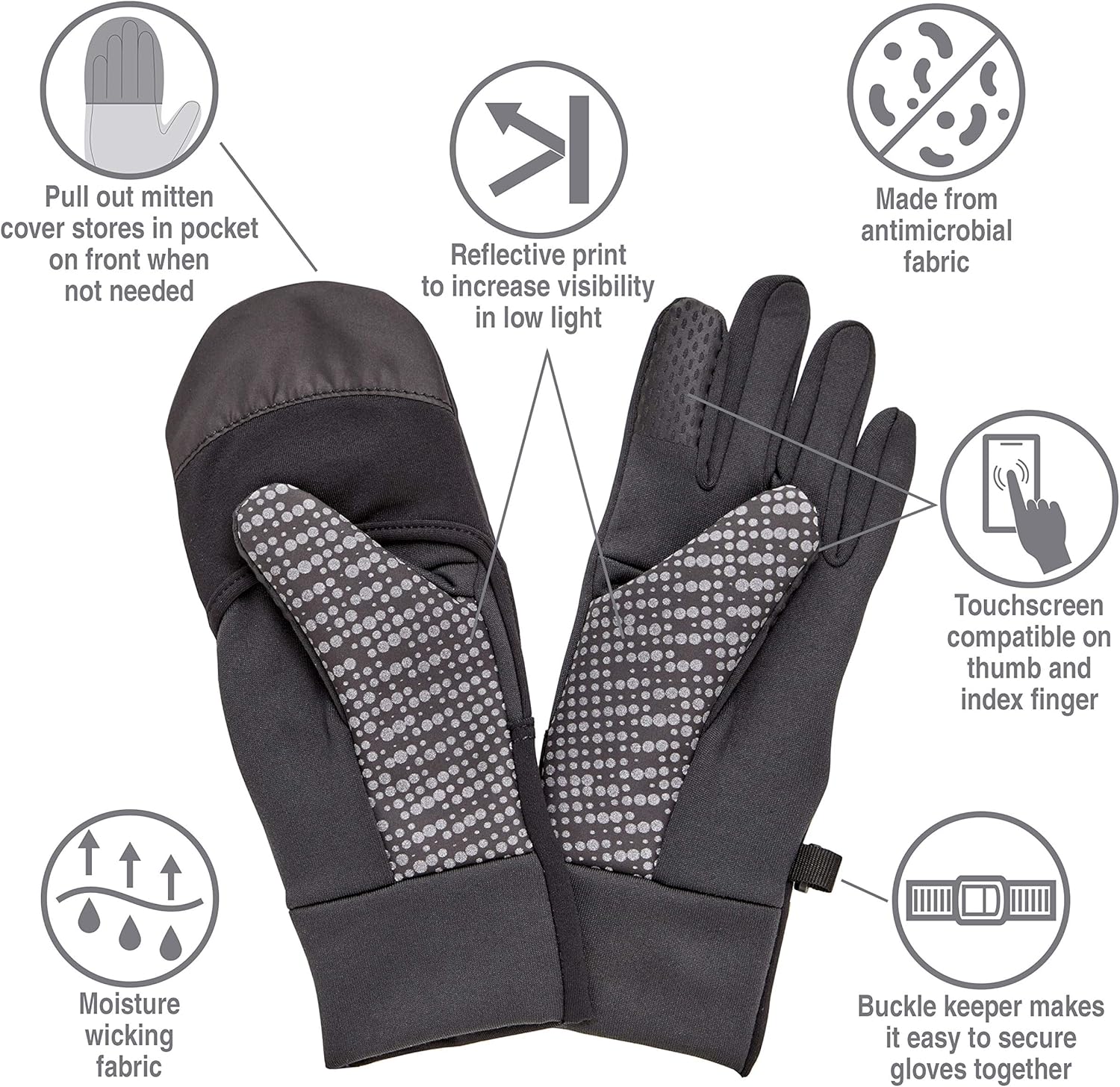 Kids Convertible Winter Gloves with Mitten Cover