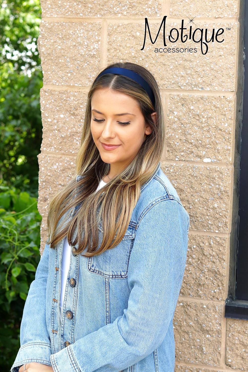 Navy Blue 1 Inch Satin Hard Headband for Women and Girls